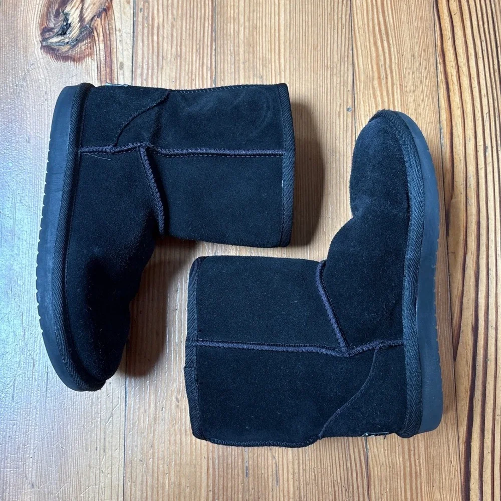 Koolaburra by UGG Victoria Boots Kids‎ Black Suede Faux Fur 1019 SIZE 4